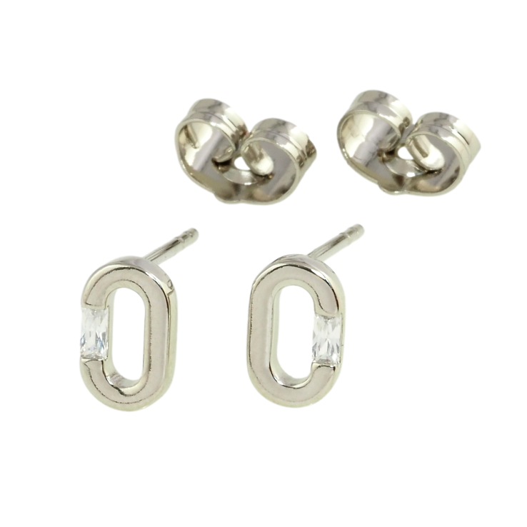 Сережки Xuping Родій пусети Овали із кристалами фото №14