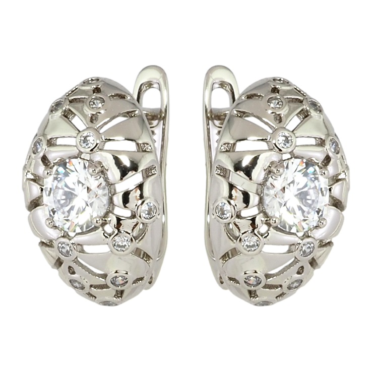 Сережки Xuping Родій англійський замок Різьблений орнамент з цирконієм фото №12