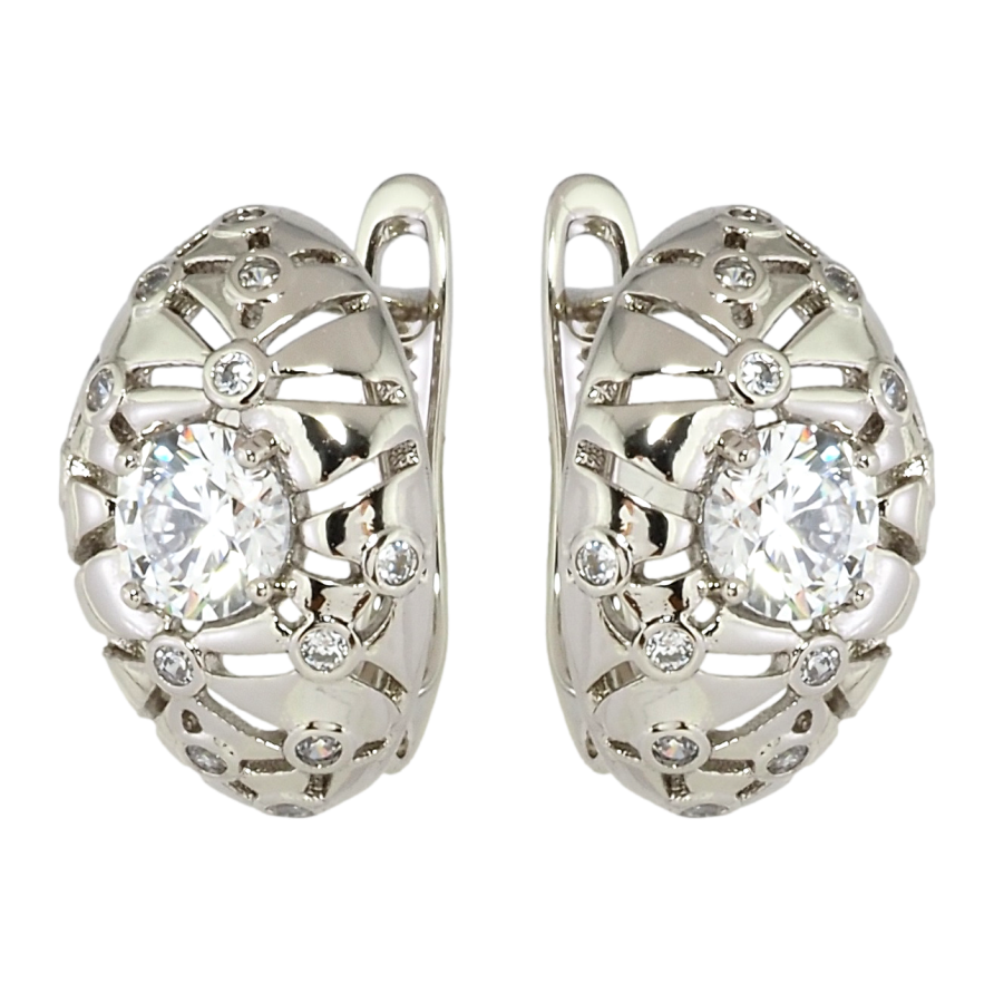 Сережки Xuping Родій англійський замок Різьблений орнамент з цирконієм фото №1