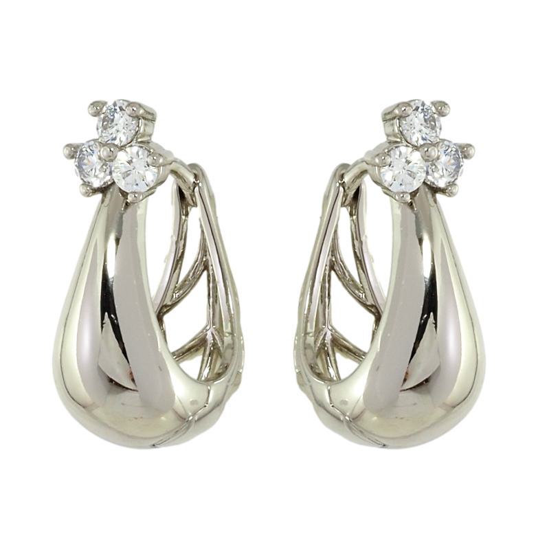 Сережки Xuping Родій колечка Кошики з трьома кристалами фото №1