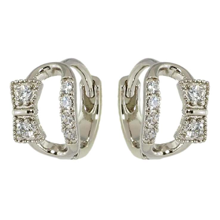 Серьги Xuping Родий колечки Овалы с бантами и цирконием фото №23