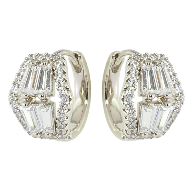 Серьги Xuping Родий колечки Инкрустация цирконием фото №2