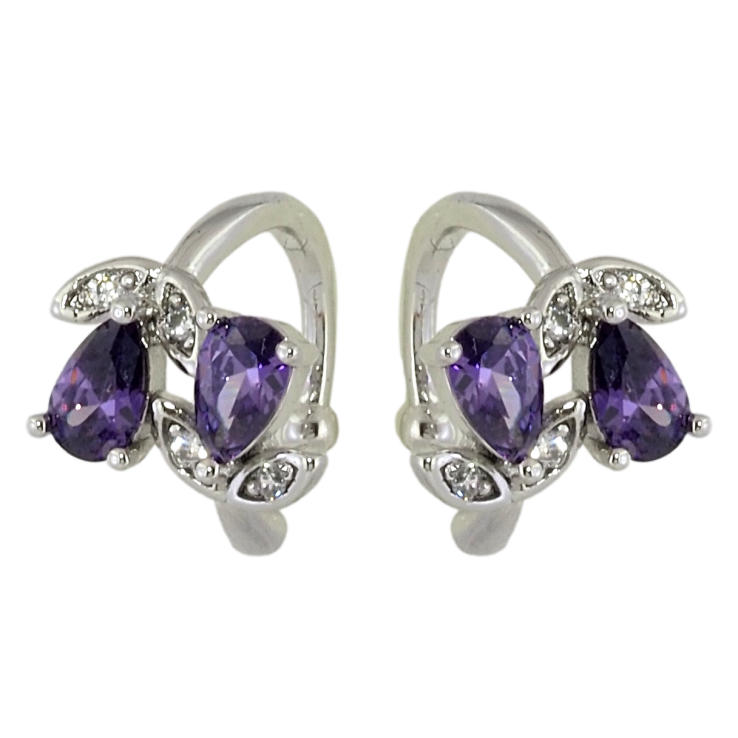 Серьги Xuping Родий каффы Бутоны с сиреневыми фианитами фото №12 Серьги Xuping Родий каффы Бутоны с сиреневыми фианитами фото №12