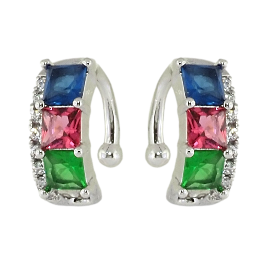 Сережки Xuping Родій кафи Доріжки кольорових фіанітів з цирконієм фото №1