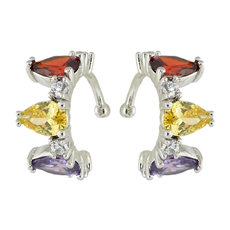 Серьги Xuping Родий каффы Цветные фианиты фото №4 Серьги Xuping Родий каффы Цветные фианиты фото №4