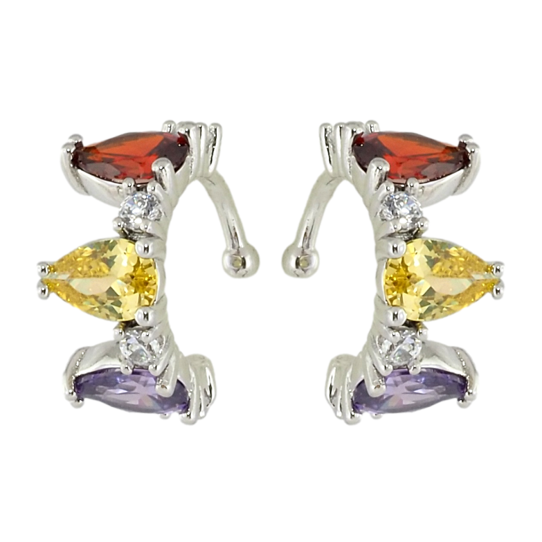 Сережки Xuping Родій кафи Кольорові фіаніти фото №1