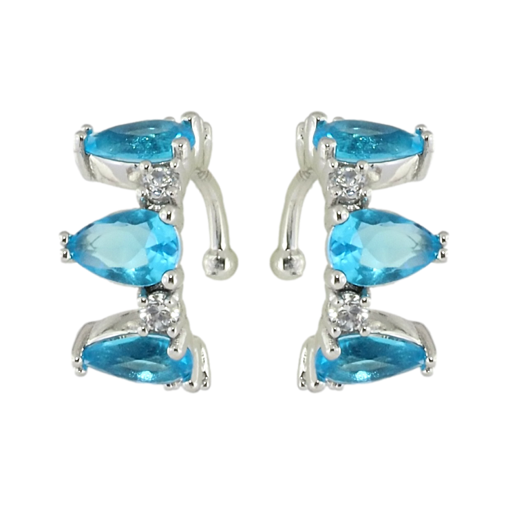 Серьги Xuping Родий каффы Голубые фианиты фото №24 Серьги Xuping Родий каффы Голубые фианиты фото №24