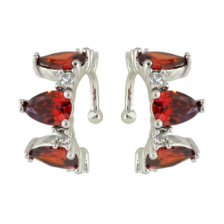Серьги Xuping Родий каффы Красные фианиты фото №7 Серьги Xuping Родий каффы Красные фианиты фото №7