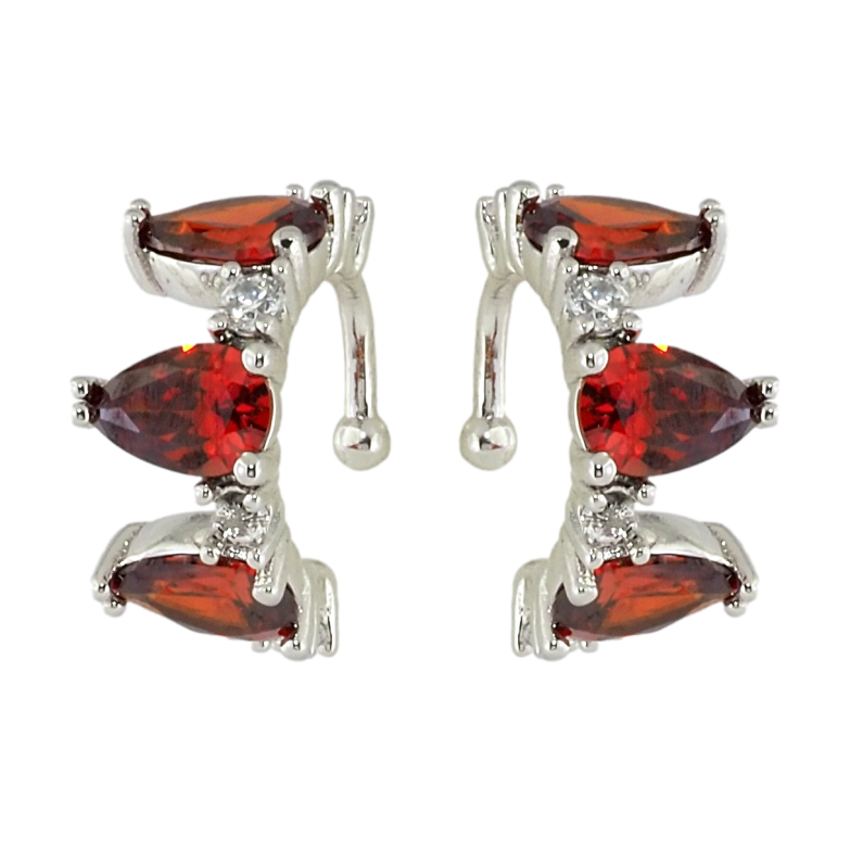 Серьги Xuping Родий каффы Красные фианиты фото №1