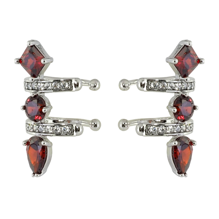 Серьги Xuping Родий каффы Узор с красными фианитами и цирконием фото №21 Серьги Xuping Родий каффы Узор с красными фианитами и цирконием фото №21