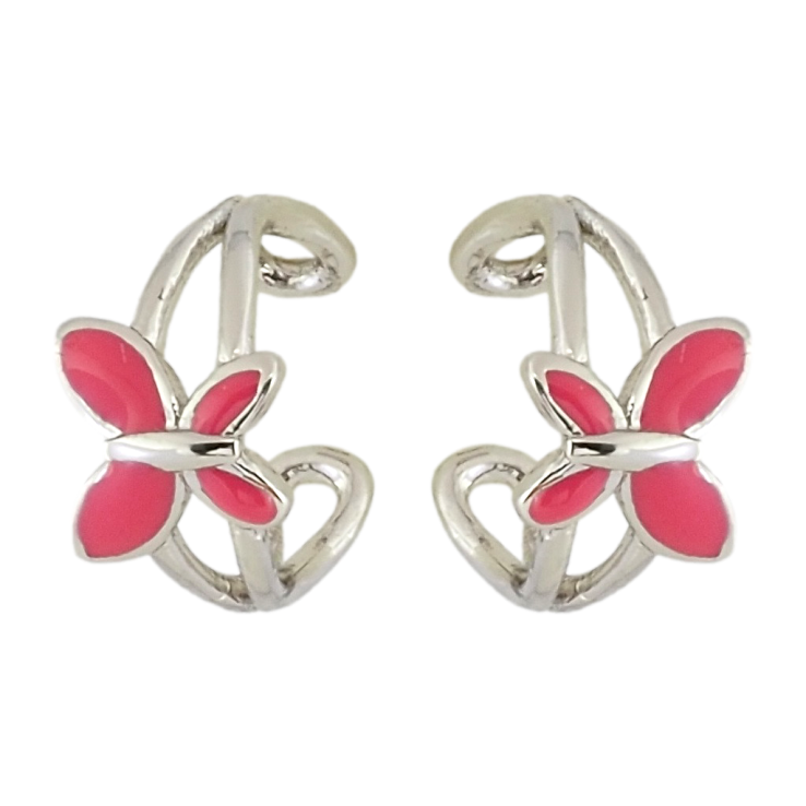 Серьги Xuping Родий каффы Бабочки с розовой эмалью фото №14 Серьги Xuping Родий каффы Бабочки с розовой эмалью фото №14