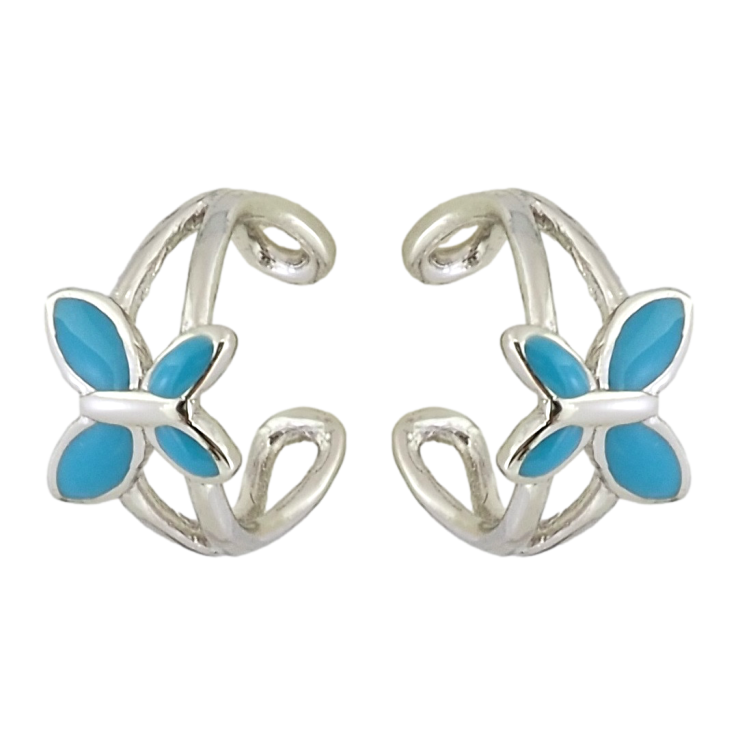 Серьги Xuping Родий каффы Бабочки с голубой эмалью фото №25 Серьги Xuping Родий каффы Бабочки с голубой эмалью фото №25