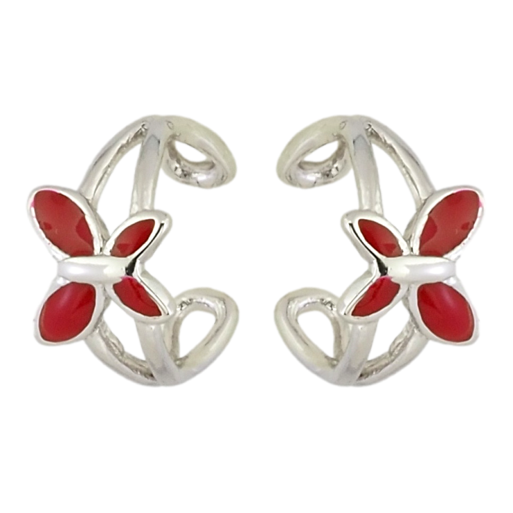 Серьги Xuping Родий каффы Бабочки с красной эмалью фото №15 Серьги Xuping Родий каффы Бабочки с красной эмалью фото №15
