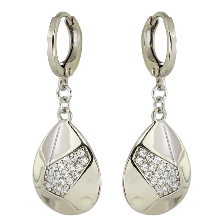 Сережки Xuping Родій підвіски на колечках Крапельки з інкрустацією цирконієм фото №13