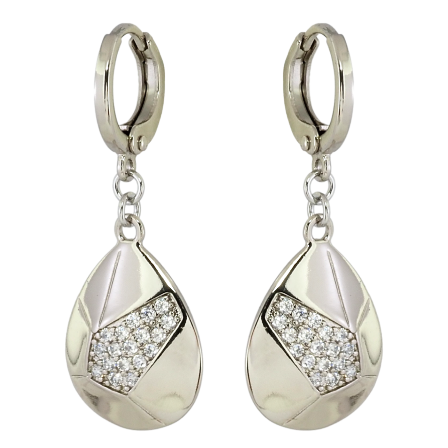 Сережки Xuping Родій підвіски на колечках Крапельки з інкрустацією цирконієм фото №1