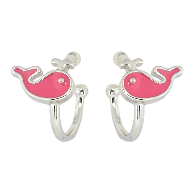 Серьги детские Xuping Родий каффы Кити с розовой эмалью фото №1