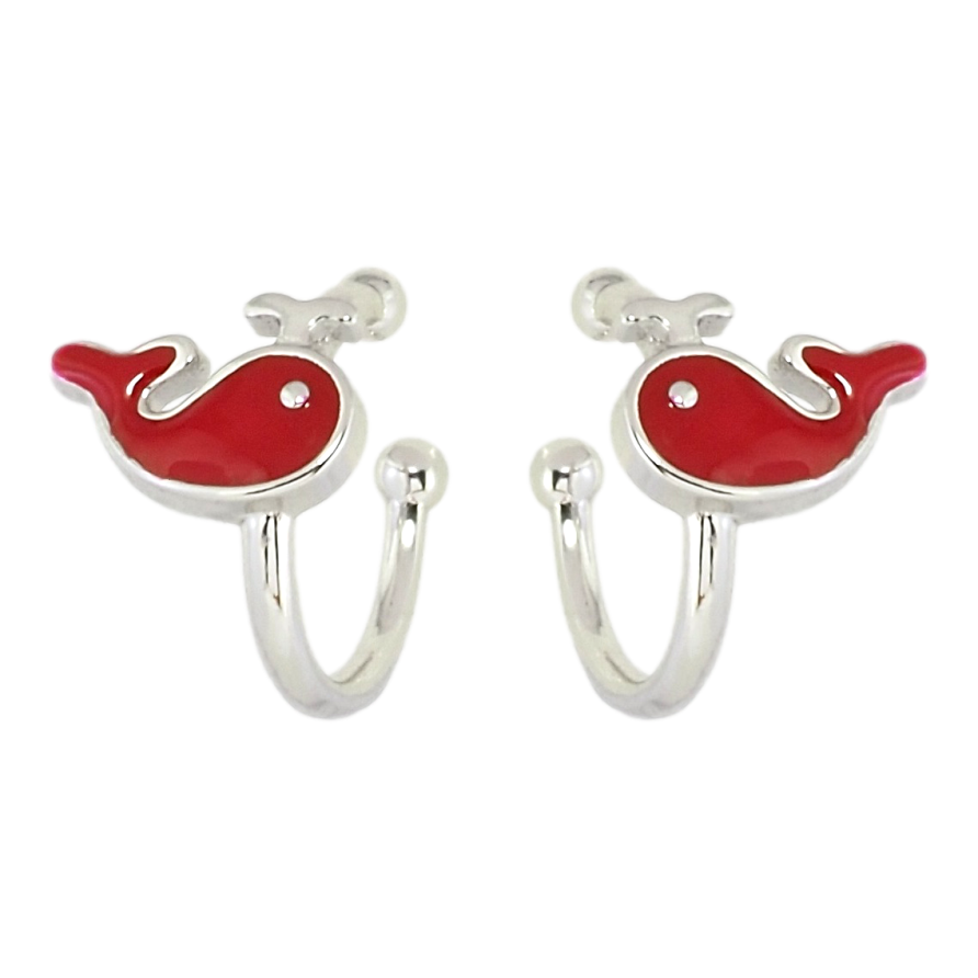 Сережки дитячі Xuping Родій кафи Кити з червоною емаллю фото №1