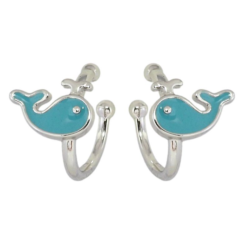 Сережки дитячі Xuping Родій кафи Кити з бірюзовою емаллю фото №2