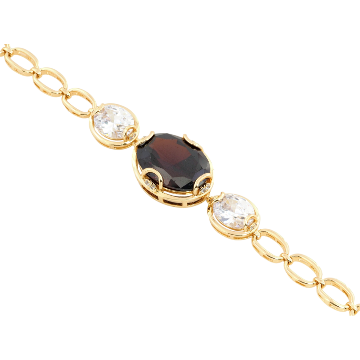 Браслет Xuping Позолота 18K Вставка три фианита длина с доп.замком 18,20см х 7мм фото №5