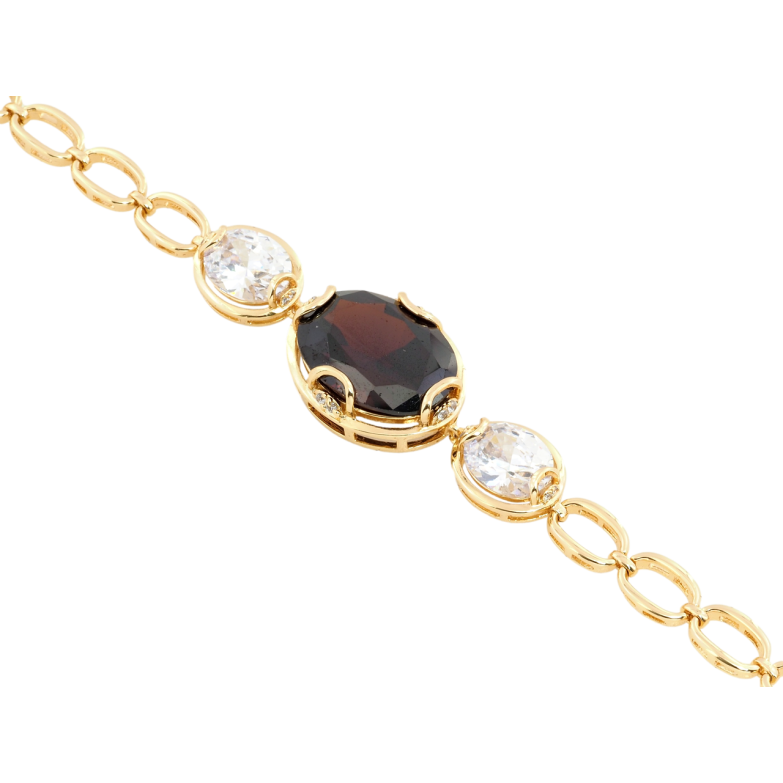 Браслет Xuping Позолота 18K Вставка три фіаніта довжина з дод. замком 18,20см х 7мм фото №2