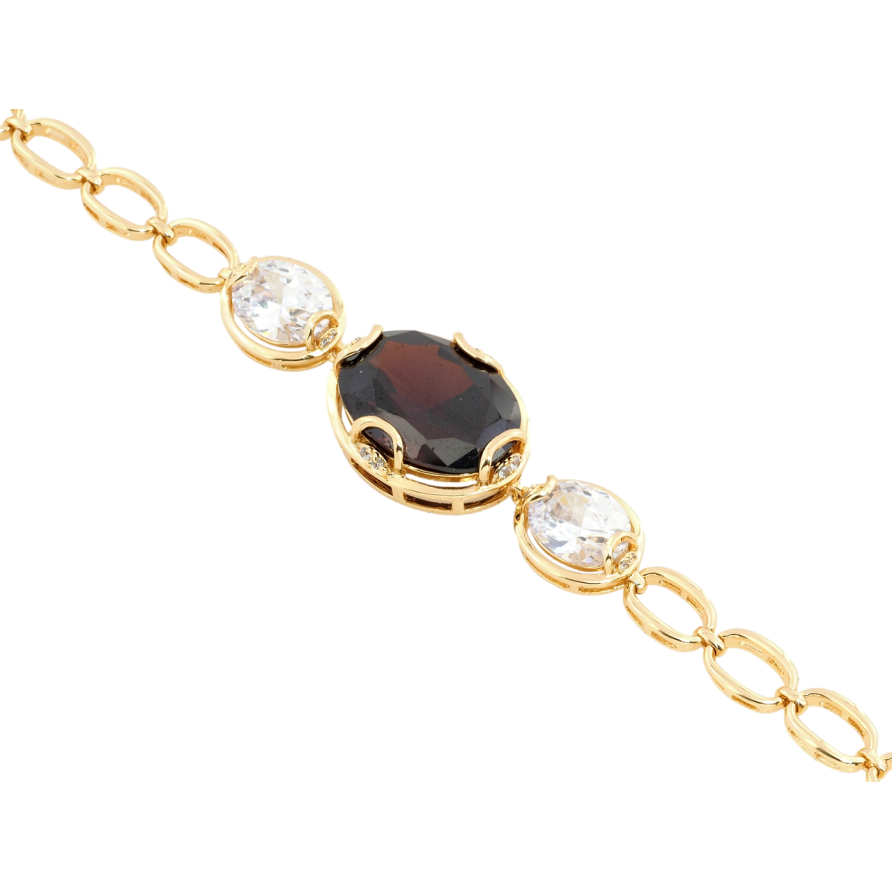 Браслет Xuping Позолота 18K Вставка три фианита длина с доп.замком 18,20см х 7мм фото №1