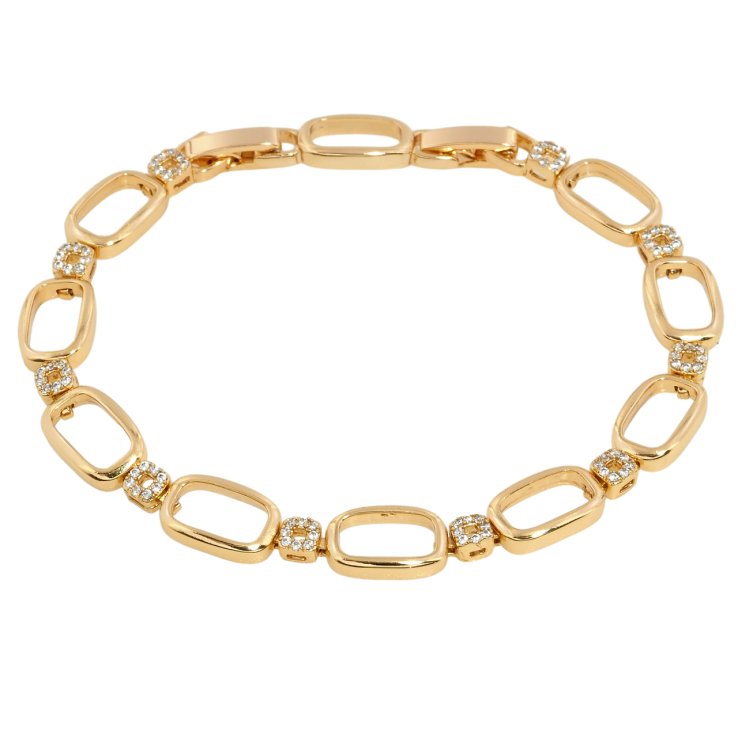 Браслет Xuping Позолота 18K Овальные звенья с цирконием длина с доп.замком 17,19.5см х 4-8мм фото №20