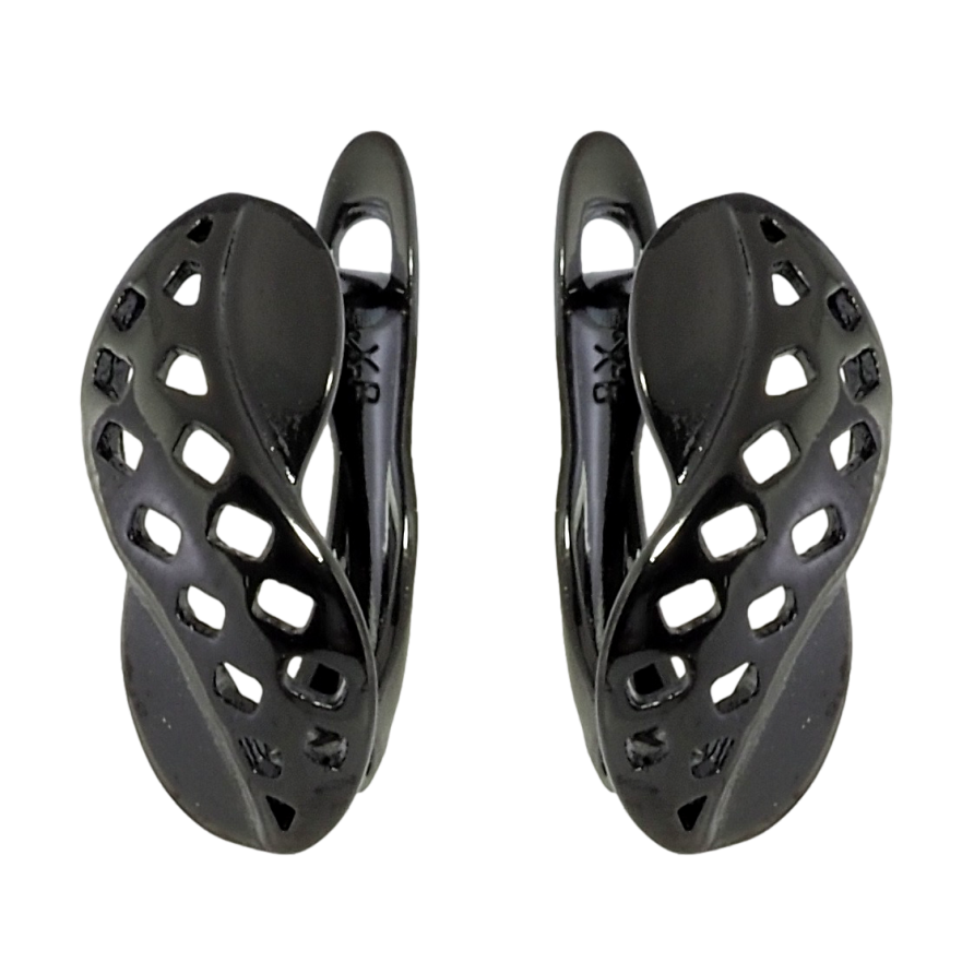 Сережки Xuping Позолота Black (чорне золото) англійський замок Декоративний різьблений орнамент фото №1