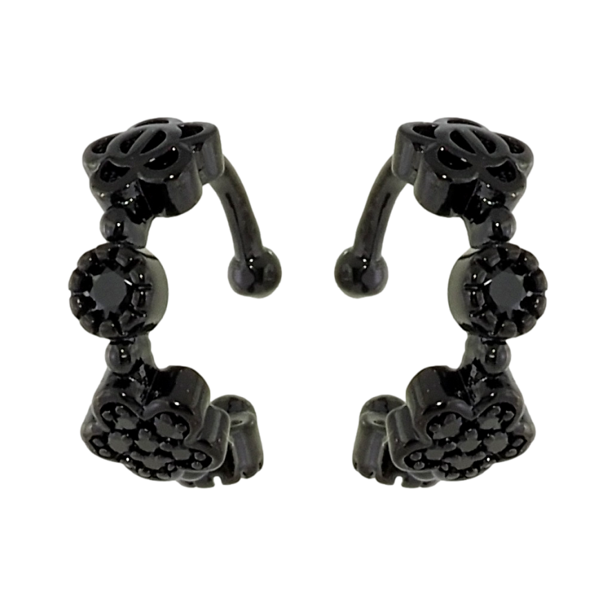 Сережки Xuping Позолота Black (чорне золото) кафи Квіточки з чорним цирконієм фото №1