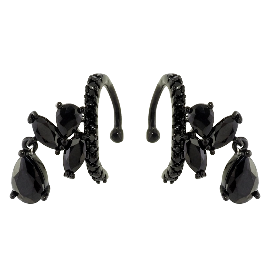 Сережки Xuping Позолота Black (чорне золото) кафи Візерунок з чорним цирконієм фото №1