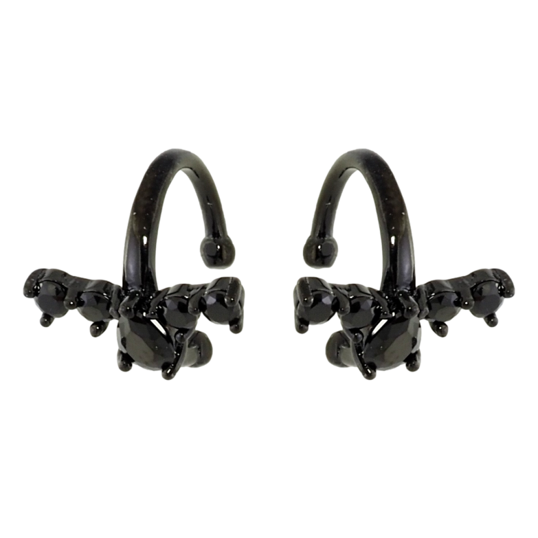 Серьги Xuping Позолота Black (черное золото) каффы Узор с черным цирконием фото №15