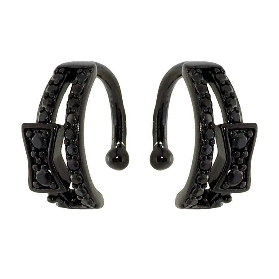 Серьги Xuping Позолота Black (черное золото) каффы Дорожки черного циркония с бантом фото №1