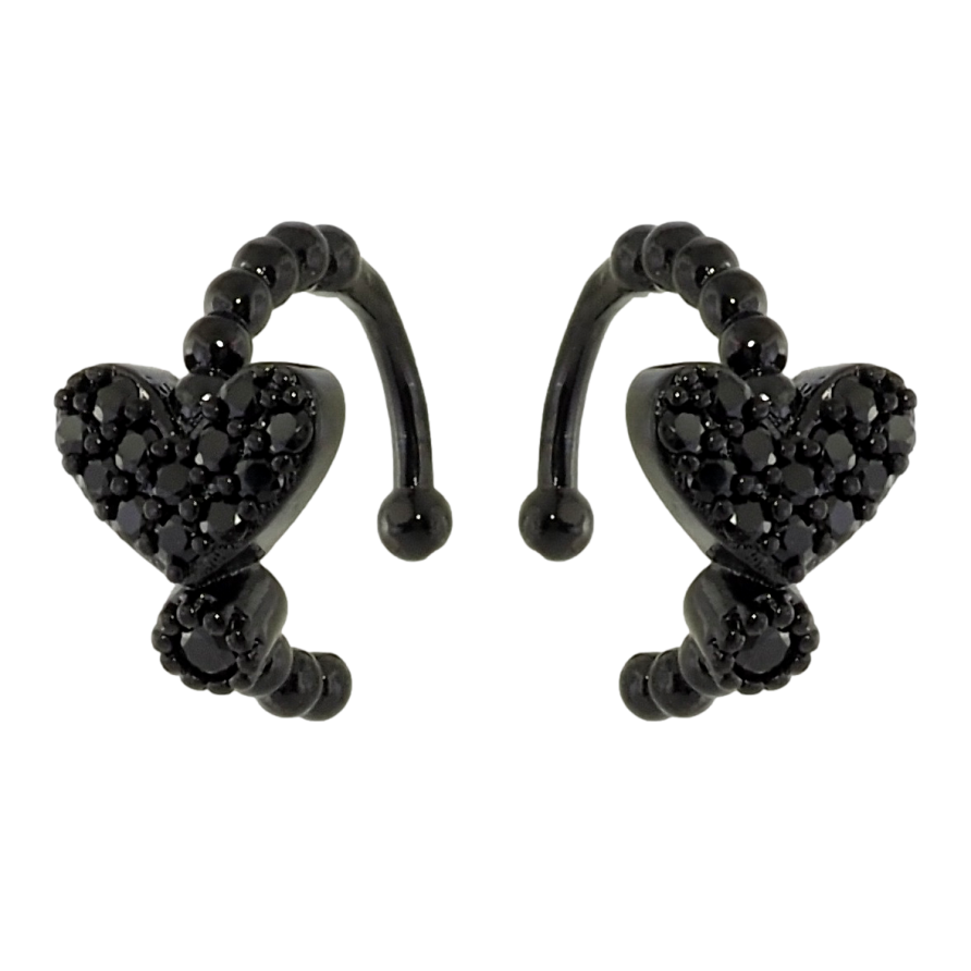 Сережки Xuping Позолота Black (чорне золото) кафи Серця з чорним цирконієм фото №1