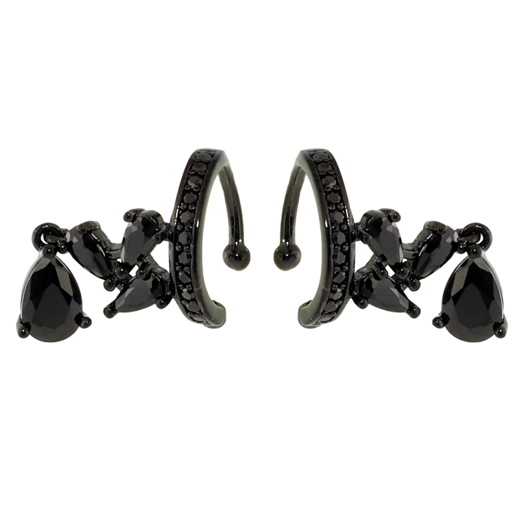 Сережки Xuping Позолота Black (чорне золото) кафи Декоративний візерунок з чорним цирконієм фото №7 Сережки Xuping Позолота Black (чорне золото) кафи Декоративний візерунок з чорним цирконієм фото №7