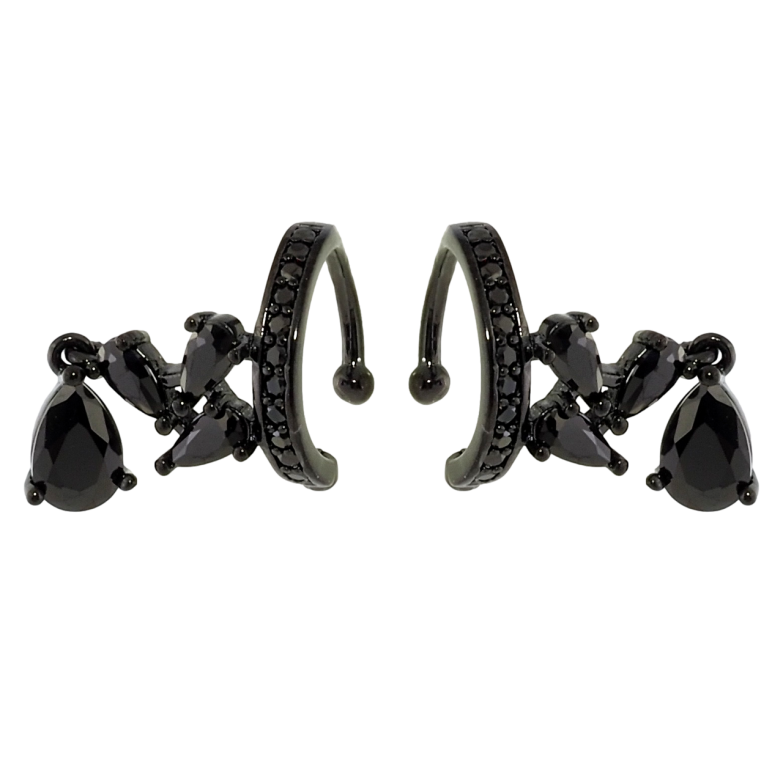 Сережки Xuping Позолота Black (чорне золото) кафи Декоративний візерунок з чорним цирконієм фото №1