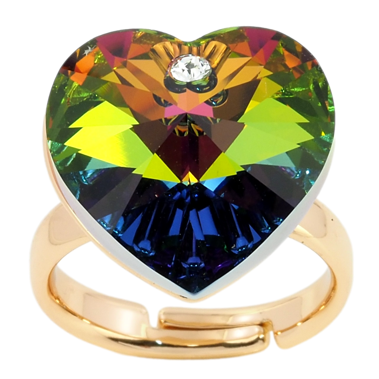 Каблучка Xuping колір 18K з кр-ми Swarovski Серце кристал Vitrail Medium фото №1