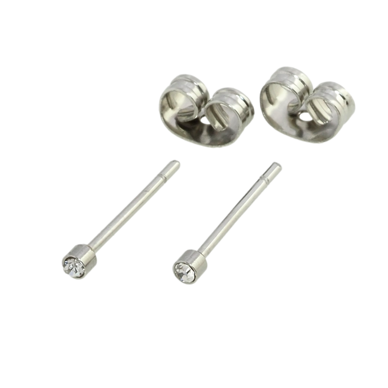 Серьги Xuping TTM Stainless Steel цвет Родий пусеты Цирконий ø 2мм фото №1