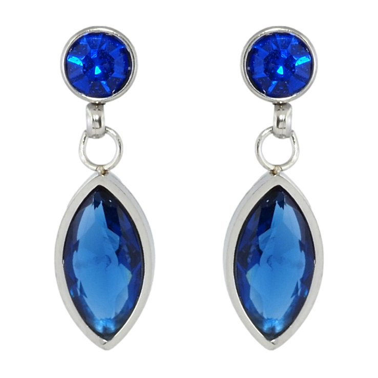 Серьги Xuping TTM Stainless Steel цвет Родий пусеты Подвески с синим цирконием фото №23