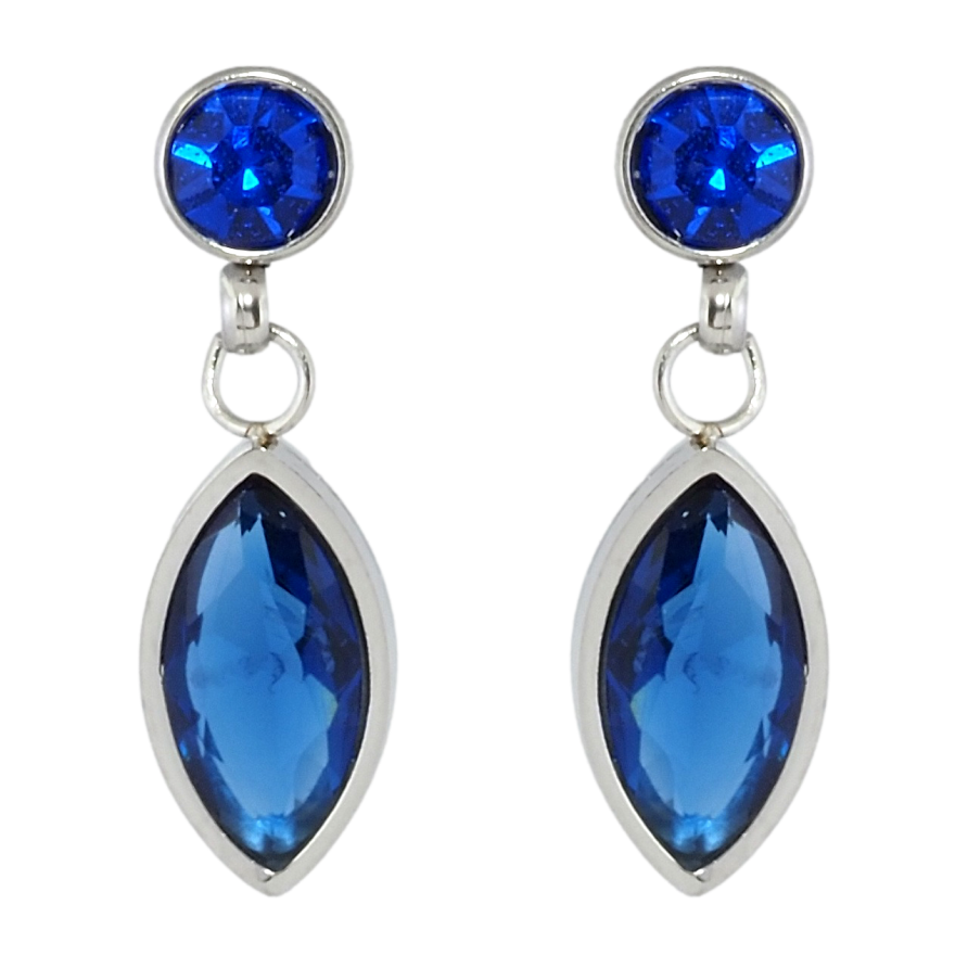 Серьги Xuping TTM Stainless Steel цвет Родий пусеты Подвески с синим цирконием фото №1