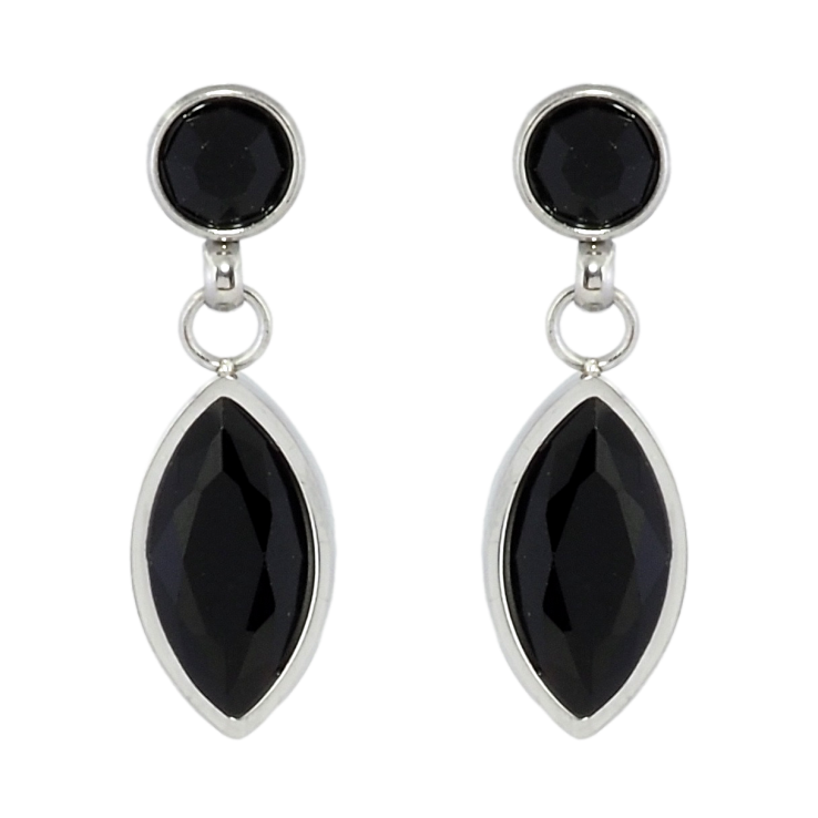 Серьги Xuping TTM Stainless Steel цвет Родий пусеты Подвески с черным цирконием фото №19