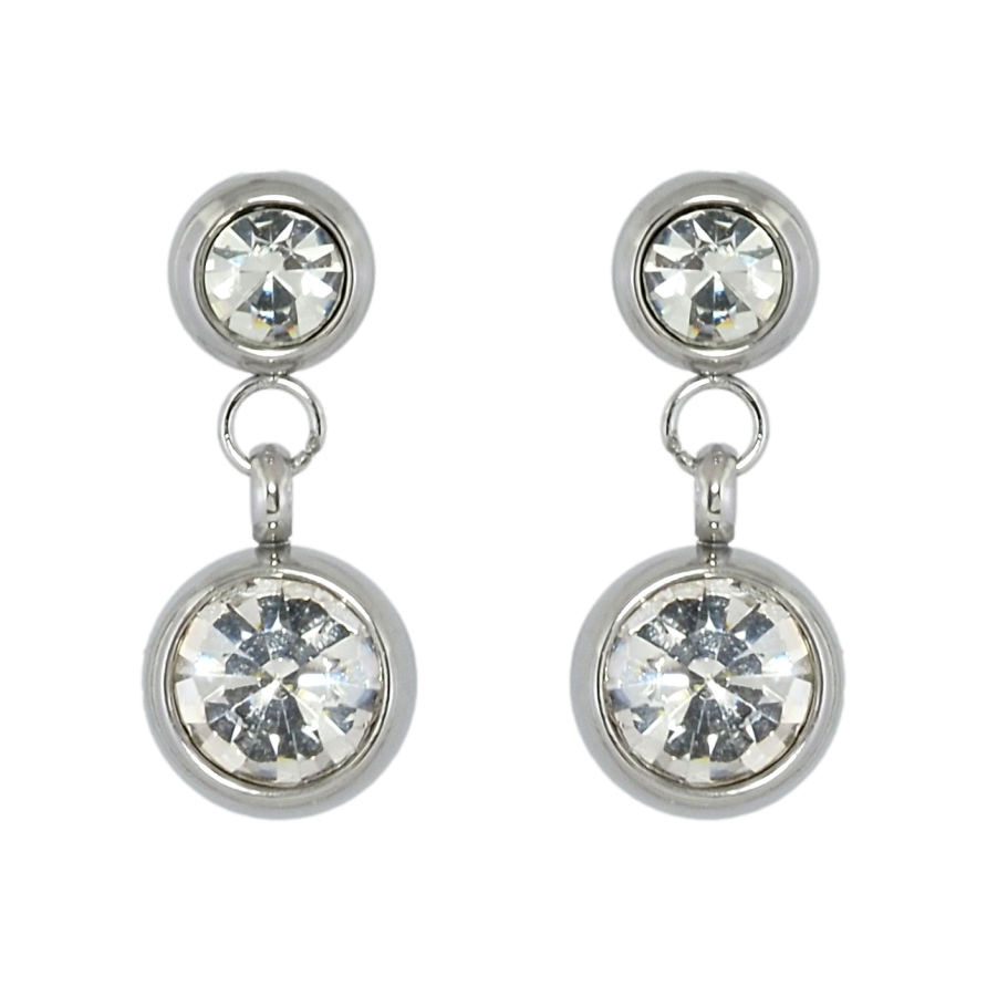 Серьги Xuping TTM Stainless Steel цвет Родий пусеты Подвески с цирконием фото №1