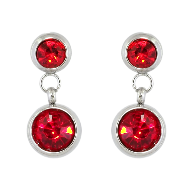 Серьги Xuping TTM Stainless Steel цвет Родий пусеты Подвески с красным цирконием фото №9