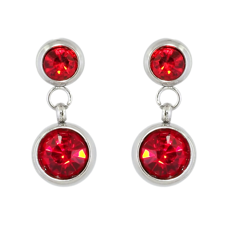 Серьги Xuping TTM Stainless Steel цвет Родий пусеты Подвески с красным цирконием фото №1