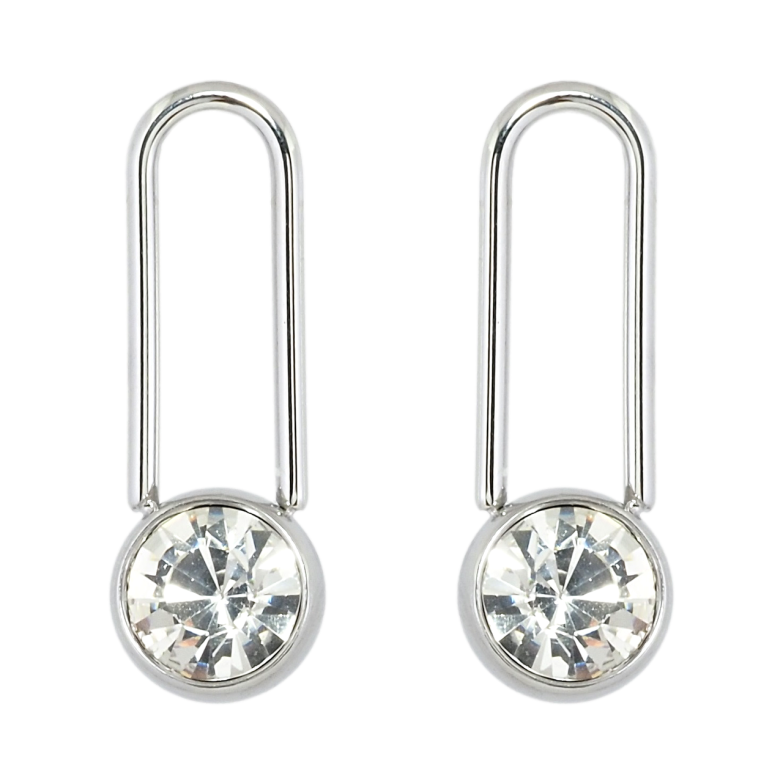 Серьги Xuping TTM Stainless Steel цвет Родий пусеты Декоративные с кристаллом фото №1