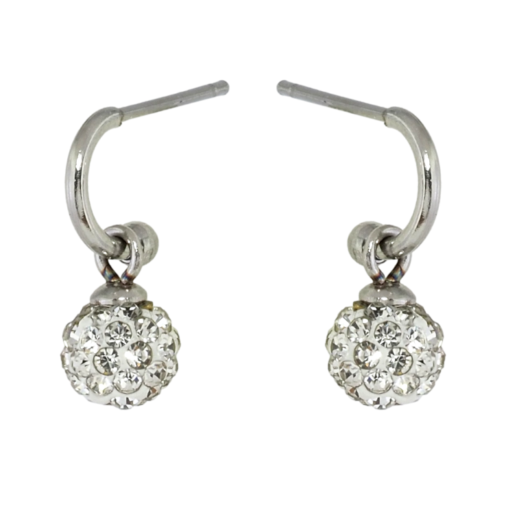 Серьги Xuping TTM Stainless Steel цвет Родий пусеты Дуги с шариками ø 6мм фото №5