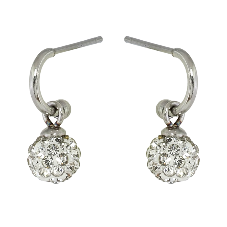 Серьги Xuping TTM Stainless Steel цвет Родий пусеты Дуги с шариками ø 6мм фото №1