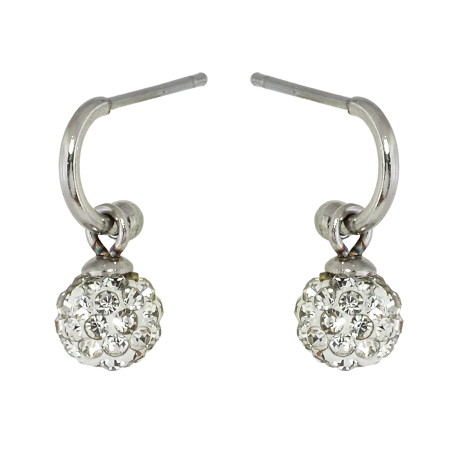 Серьги Xuping TTM Stainless Steel цвет Родий пусеты Дуги с шариками ø 6мм фото №1