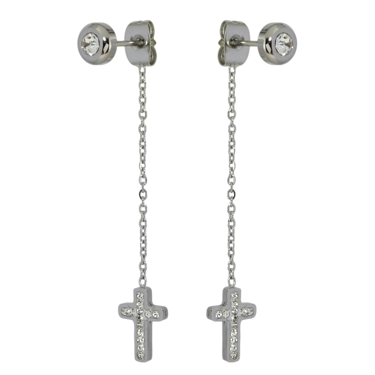 Серьги Xuping TTM Stainless Steel цвет Родий пусеты-джекеты Декоративные подвески с крестиками фото №17