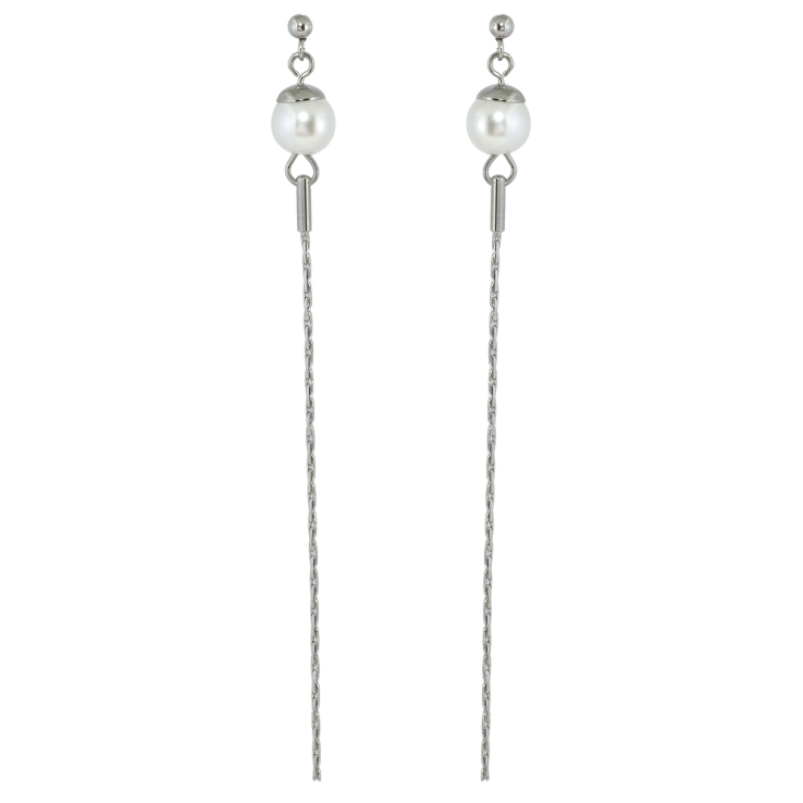 Серьги Xuping TTM Stainless Steel цвет Родий пусеты Жемчужные подвески фото №3