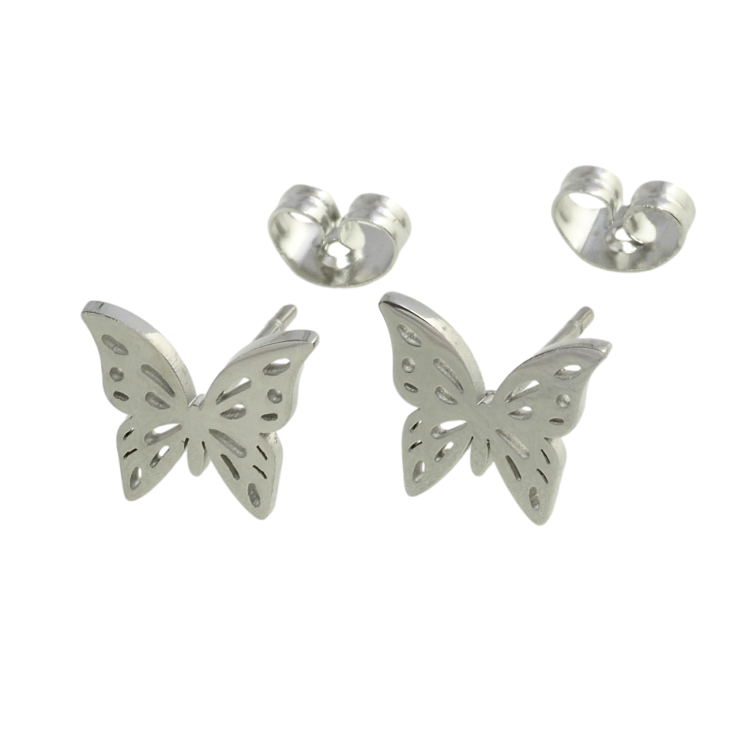 Серьги Xuping TTM Stainless Steel цвет Родий пусеты Бабочки фото №10