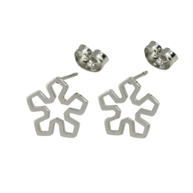 Серьги Xuping TTM Stainless Steel цвет Родий пусеты Цветочки фото №20